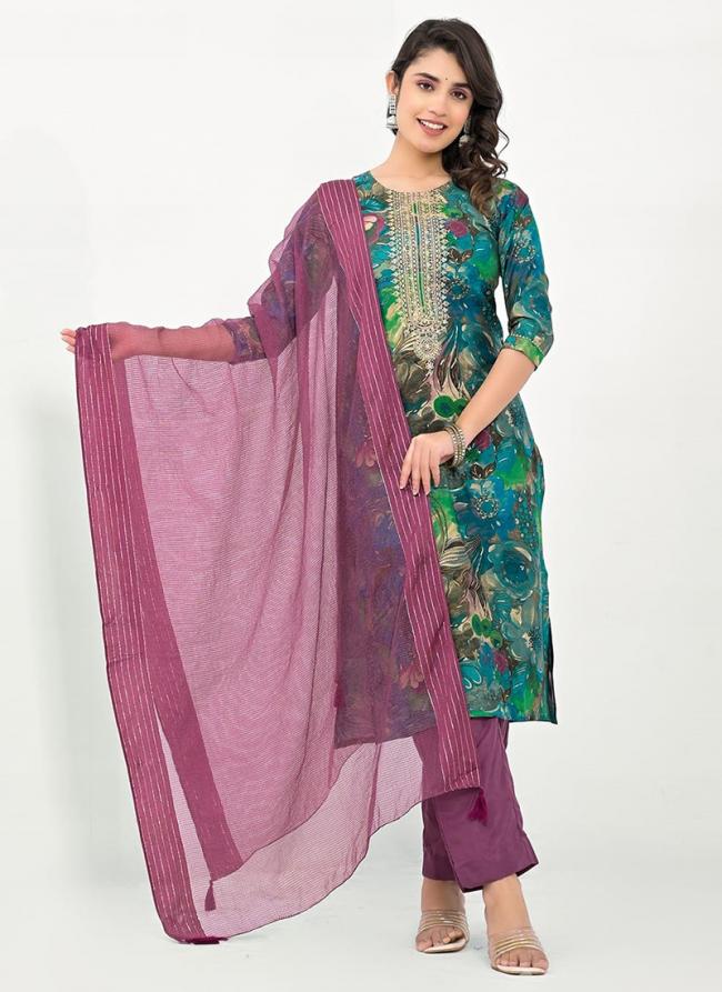 Modal Multi Colour Daily Wear Printed Readymade Kurti With Pant And Dupatta